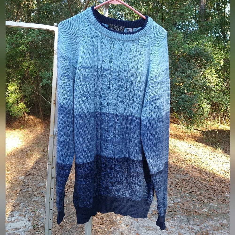 Men's Blue Ombre Pullover Sweater XL Sweater Graphix